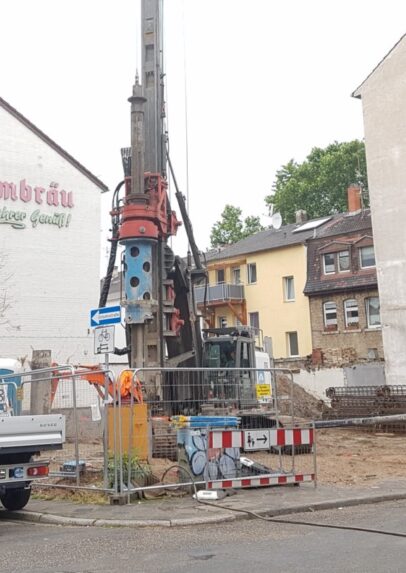 Bohrpfahlgründung vom Neubau eines Mehrfamilienhauses in Mannheim (Baden-Württemberg)